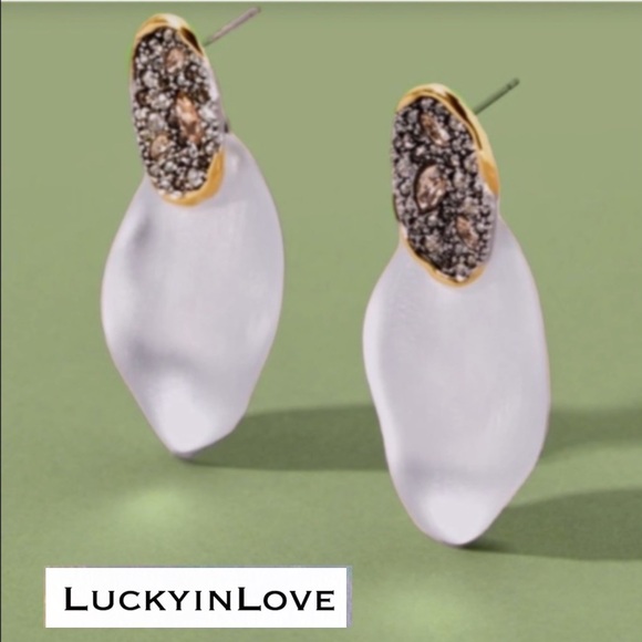 ALEXIS BITTAR • NEW Solanales Crystal Lake Lucite Petal Post Silver Earrings - Picture 1 of 14